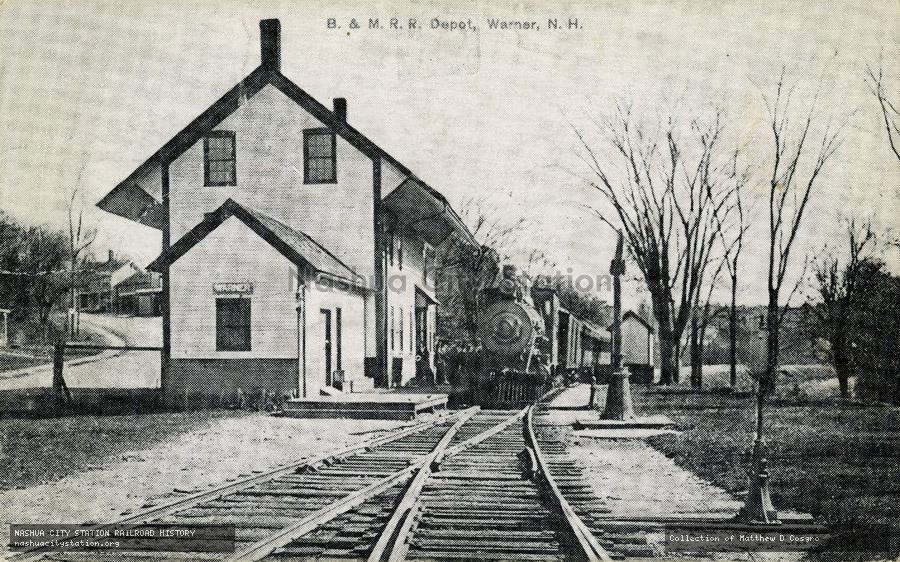 Postcard: Boston & Maine Railroad Depot, Warner, N.H.
